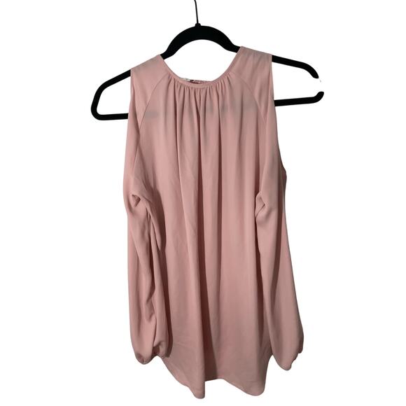 Amanda Uprichard Small Women's Petal Pink Cold Shoulder Peephole Blouse Soft - Picture 6 of 6